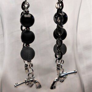 No. 3 Handmade earrings with Tibetan silver 3D revolvers charms